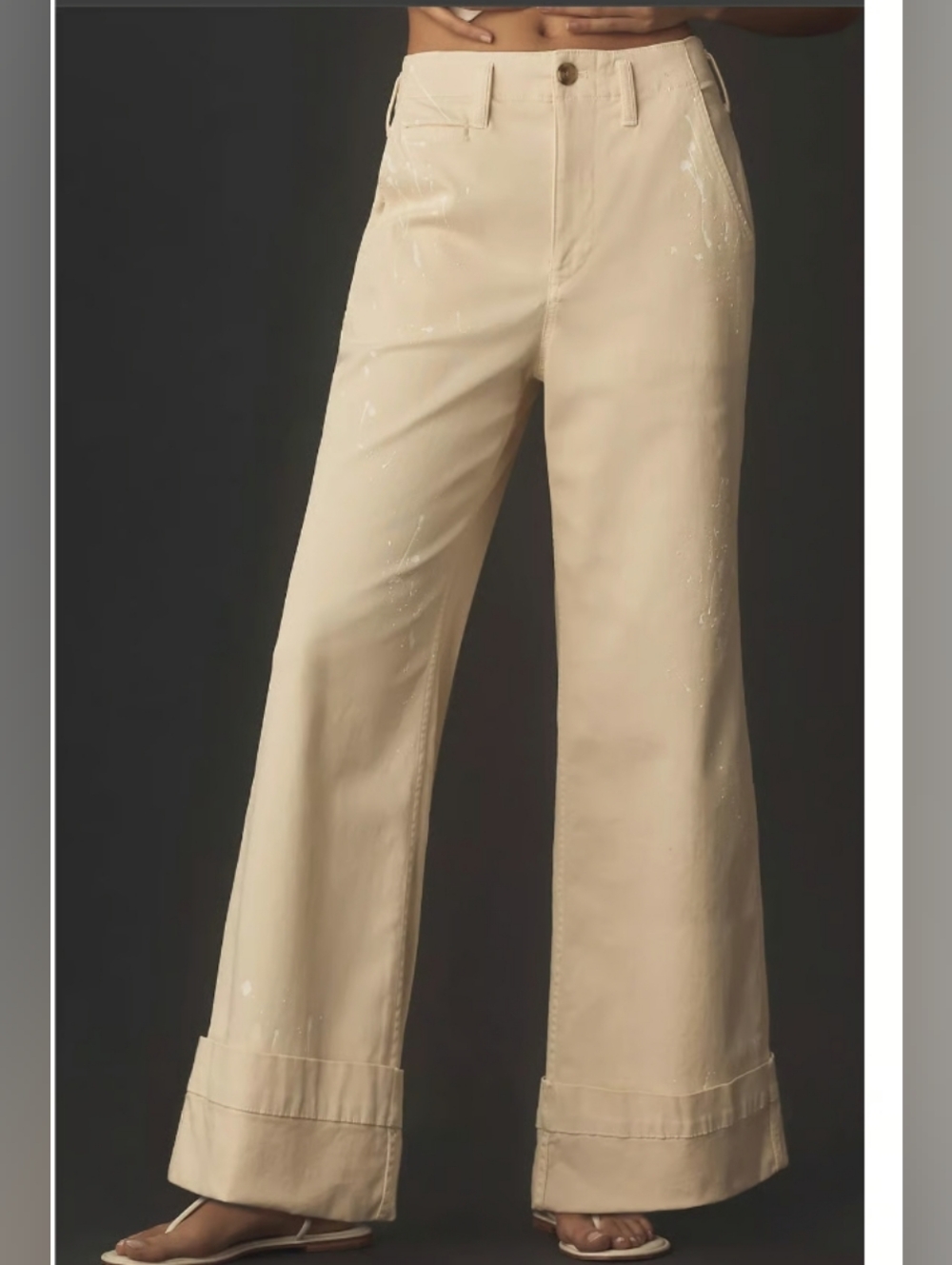Cuffed Wide Leg Butter Yellow Cotton Carpenter Pants Size S